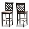 Baxton Studio Jason Modern and Contemporary Sand Fabric Upholstered and Espresso Brown Finished Wood 2-Piece Bar Stool Set